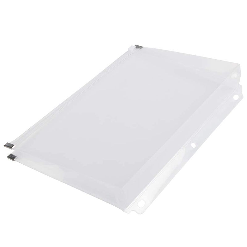 JAM PAPER Plastic 3 Hole Punch Binder Envelopes with Zip Closure - #10 Wallet Booklet - 6 x 9 1/2 - Clear - 12/Pack - Image 2